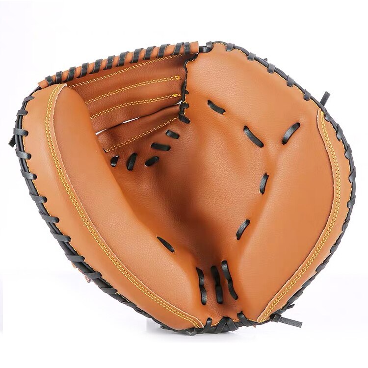 DL glove durable thickened PVC synthetic leather training type 32'' Catcher's Mitt: on left hand