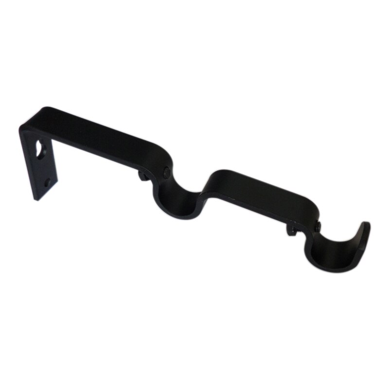 Tringle à rideau décorative d16 mm, 2 pièces, Double support Extensible de 7/14 cm, support d'accessoires pour rideaux pour la décoration de fenêtres: black