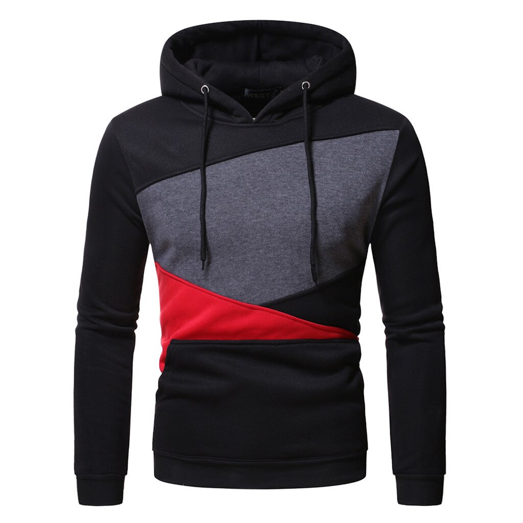 Men Autumn Hoodies Tracksuit Long Sleeve Patchwork Hooded Sweatshirt Fitness Bodybuilding Slim Training Sportswear Outwear#g4