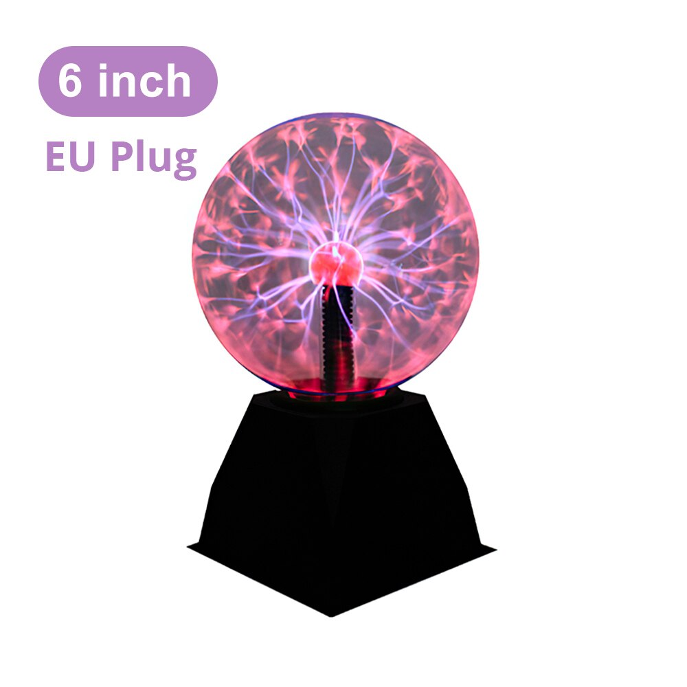 Luz mágica de bola de Plasma de 4/5/6/8 pulgadas, esfera de cristal, luces de mesa, lámpara eléctrica de Plasma de cristal, decoración de: 6 inch EU Plug