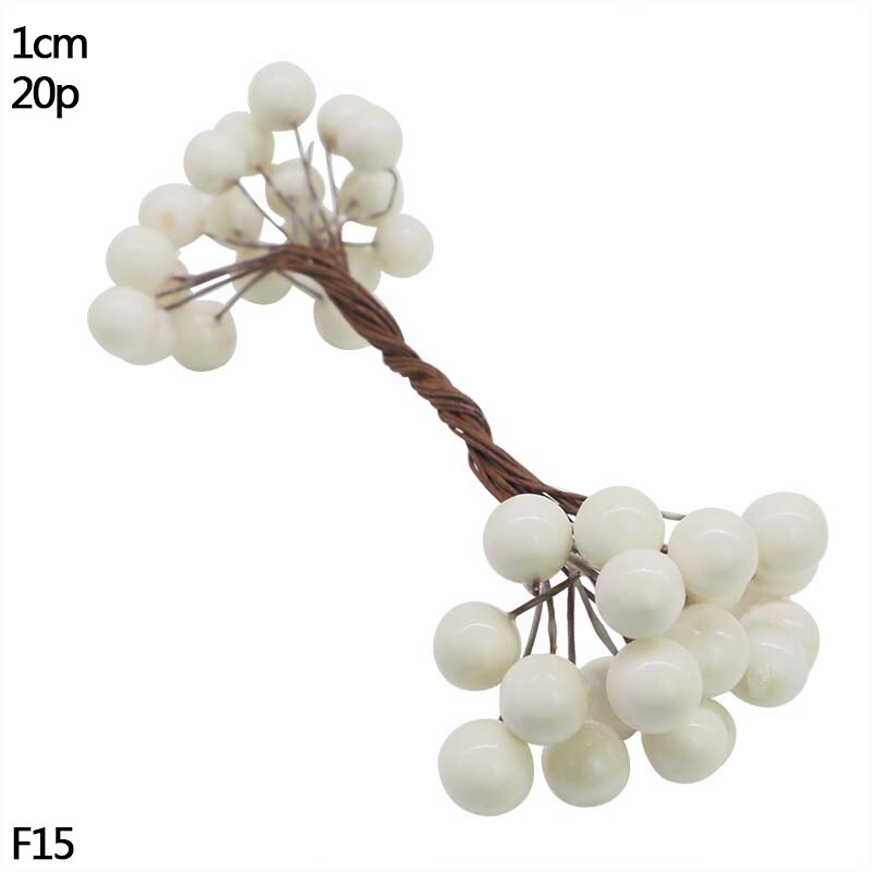 Artificial Flower Mini Stamen White Glass Berries Stamen For Wedding Party Home Decoration DIY Wreath Handmade Craft Accessories: F15