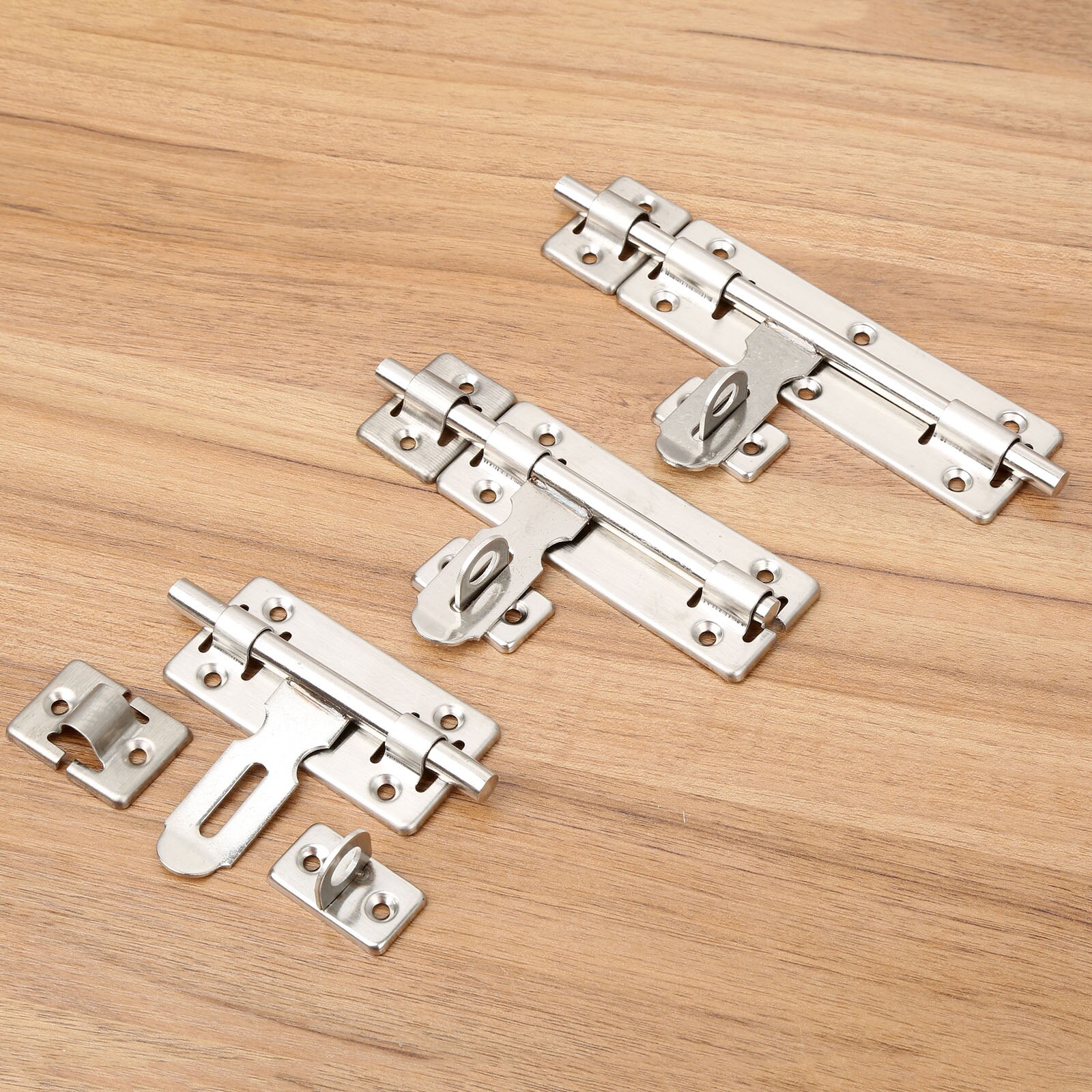 DRELD 4" 6" 8" Stainless Steel Door Latch Window Drawer Cupboard Lock Barrel Bolt Latch Padlock Clasp Set Furniture Hardware