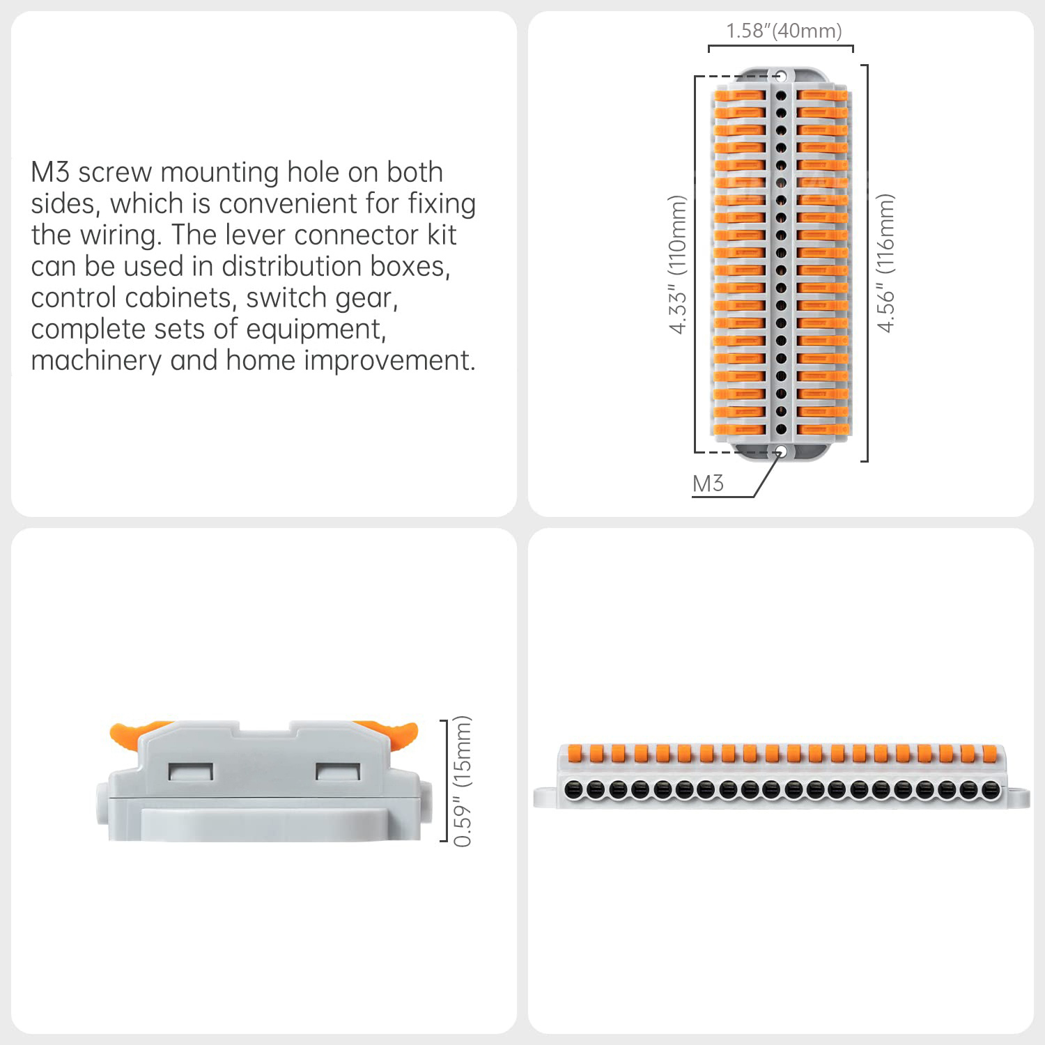 Hendel draadmoerconnector, doe-het-zelf draadconnectoren (24-12 AWG), push-in elektrische aansluitklemmen, kabelaansluiting, 0,2-4,0 mm2