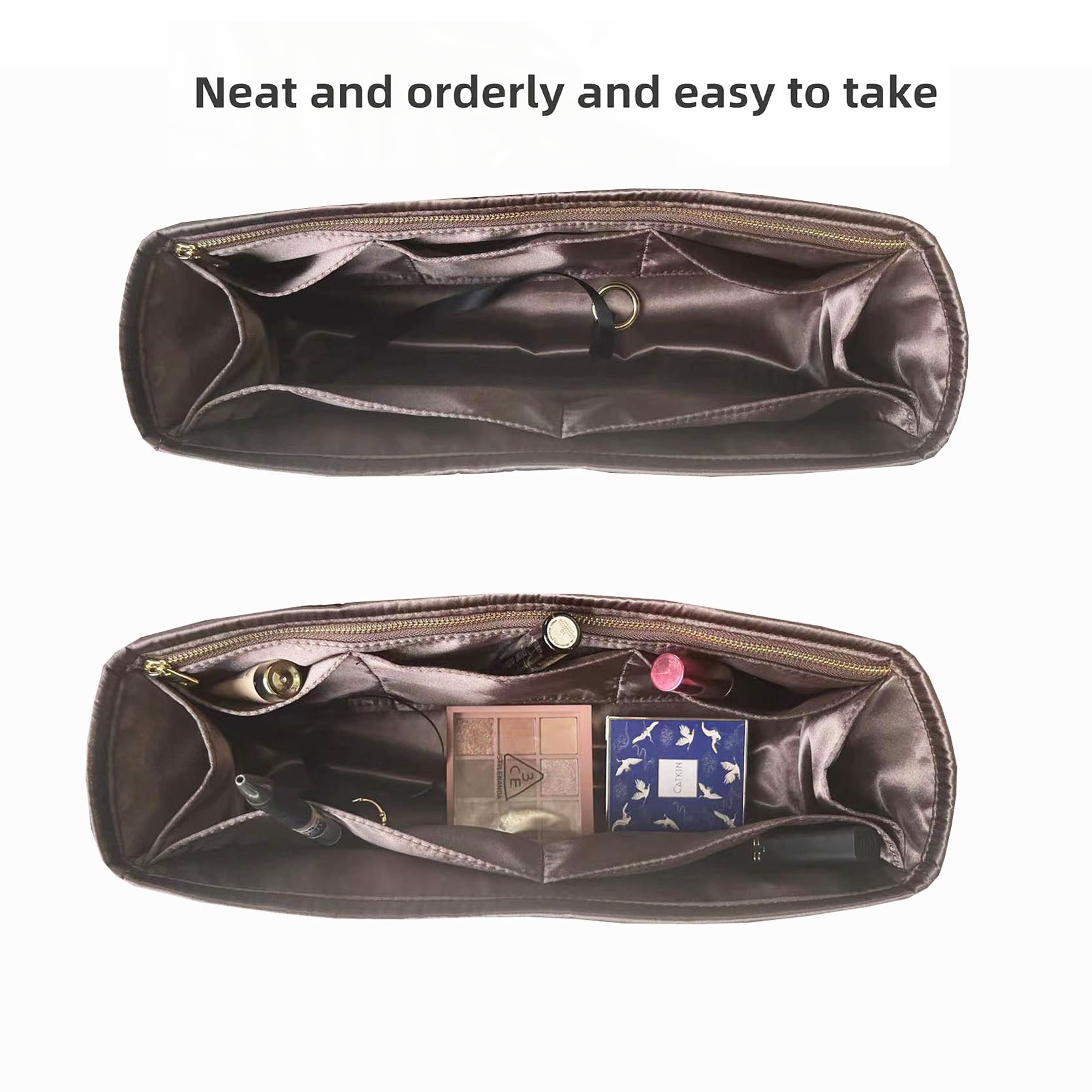 Veskeorganisator silkemyk, silke, luksuriøs håndveske, tote-in-bag-formere, dame - passer til b irkin 25/30/35/40 vesker