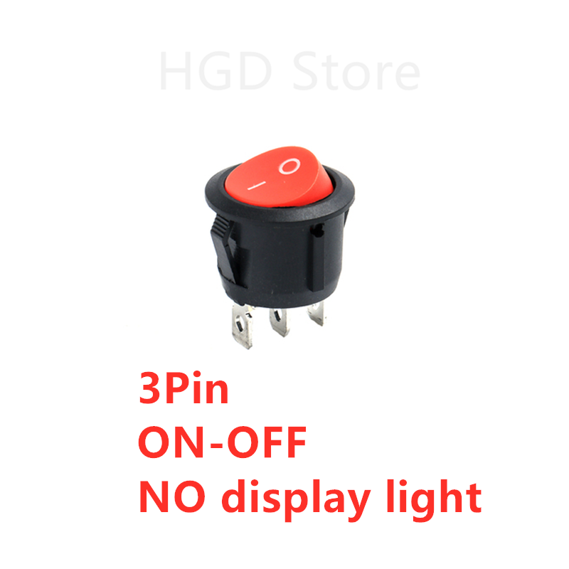 2PCS KCD1 20MM Round Rocker Switch 2/3/4Pin ON-OFF-ON 12V 6A/250VAC 10A/125VAC SPST LED Car Push Button Switch With Light: Lavender
