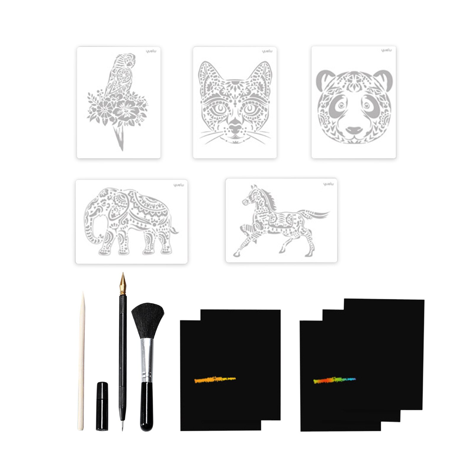 DIY Scratch Painting Set Innovative Art Scratch Paper Kit A4 Animal Building Handmade Diy Painting: C