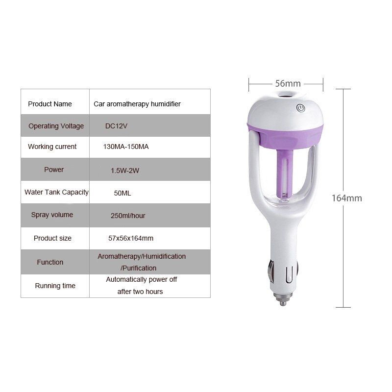 12V Auto Stoom Luchtbevochtiger Aroma Diffuser Mini Luchtreiniger Aromatherapie Etherische Olie Diffuser Mist Maker Spuit Voor Auto