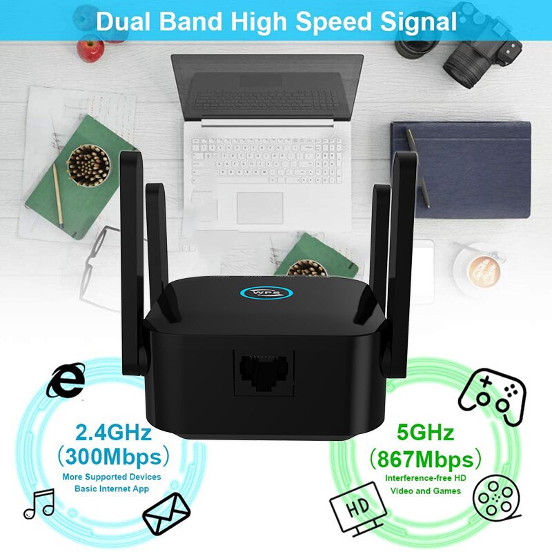 PIXLINK 2.4Ghz/5Ghz WiFi Repeater Wireless Long Range Extender AC1200 Network Booster Amplifier Rourter&#39;s Signal 300/1200Mpbs