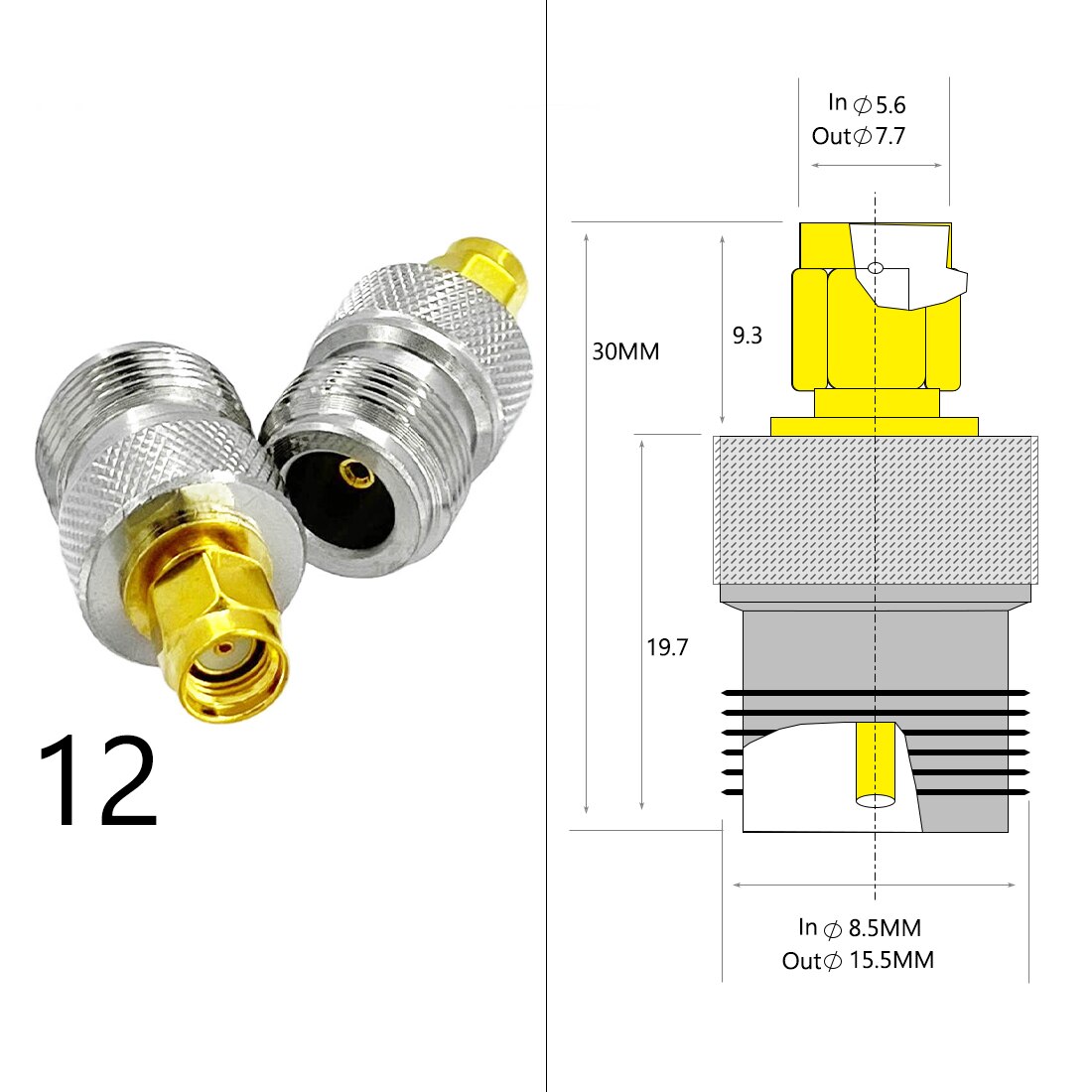 Adaptador de antena Wifi SMA macho hembra a BNC N macho hembra, Conector de enchufe RF coaxial, convertidor recto, precio al por mayor, 1 ud.: Type12