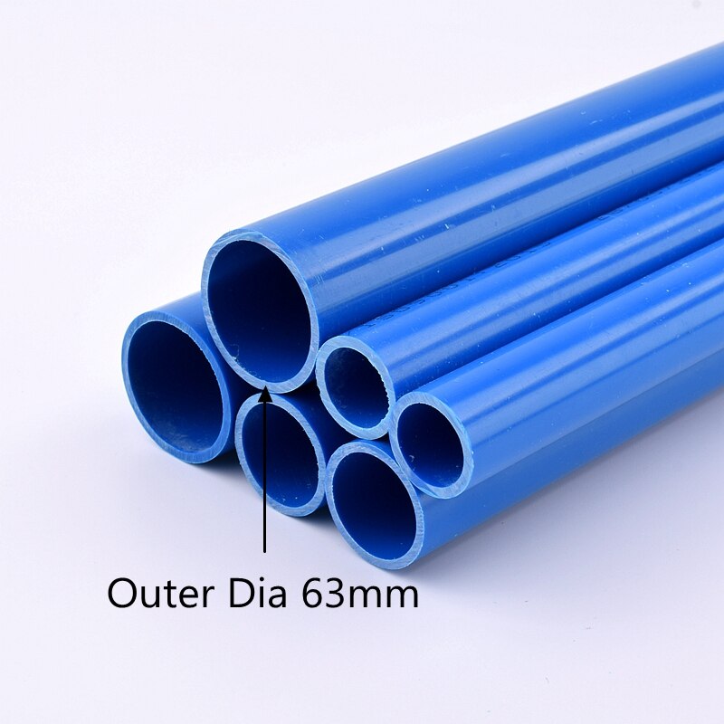 Outer Diameter 20/25/32/40/50/63mm PVC Blue Pipe Aquarium Fish Tank Tube Garden Irrigation Watering Fittings 50cm Long: Outer Dia 63mm