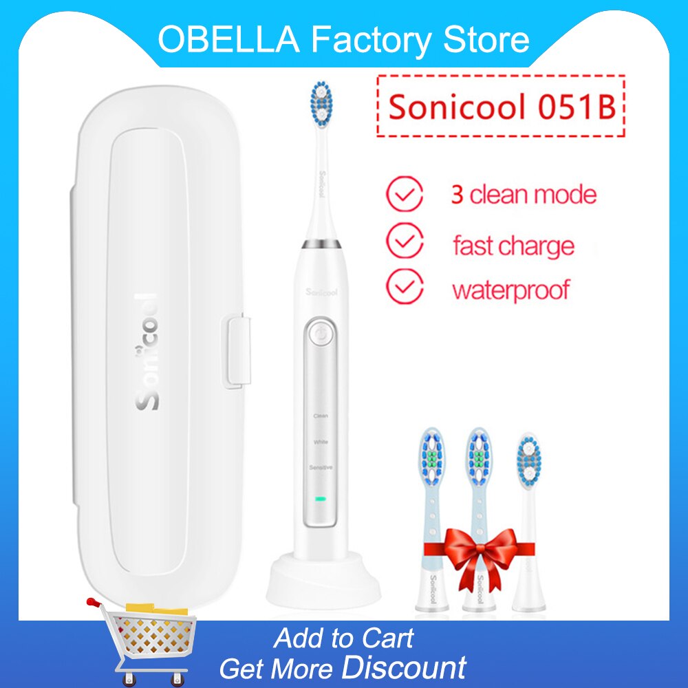 Double Sonic Electric Toothbrush H9 Adult Timer 5 Mode Rechargeable Tooth 10 Replacement Brush Heads 2 Travle Case toothbrush: 051B White