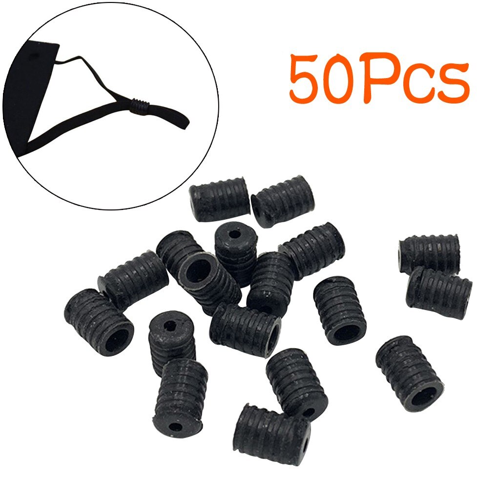 Ajustador de cordón elástico para el hogar, bloqueo de cordón antideslizante, bricolaje, hebilla fija de silicona para jardín, costura,: 50Pcs