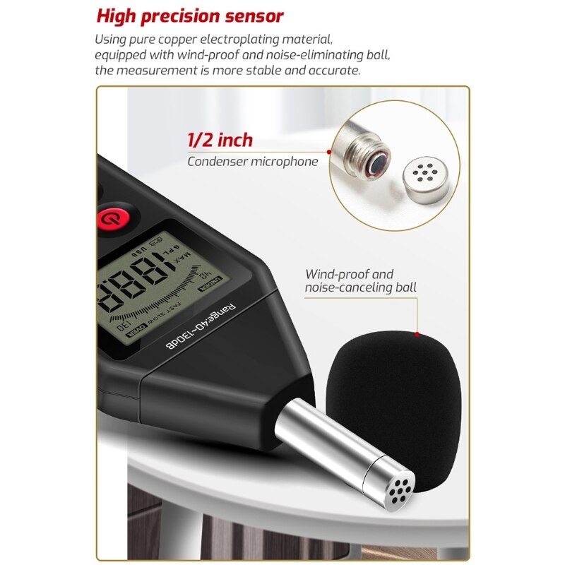 TA8152A Handheld Noise Meetinstrument Db Meter 40 ~ 130dB Mini Audio Sound Level Meter Decibel Monitor