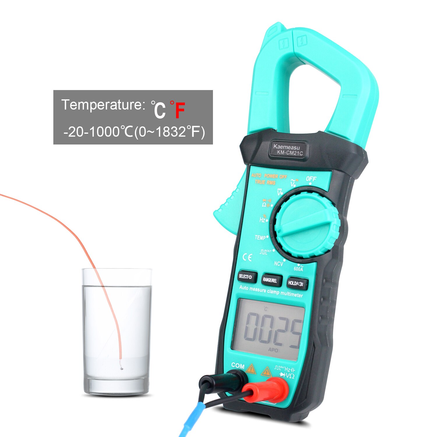 Digital Clamp Meter AC Current Clamp Multimeter AC DC Multi Tester Automatic Range True RMS High Precision Multimeter KM-CM21C