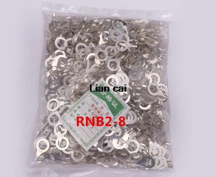 200PCS RNB2-8 Non-insulated ring terminal electrical wire crimp naked connector AWG 16-14