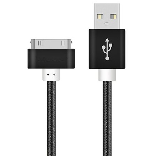 Für iPhone 4S Kabel 30-poliges schnelles USB-Ladegerät für Apfel iPhone 4S iPad 2 3 iPod berühren Nano iPhone4 Daten synchronisieren-Kabel-Adapterkabel: Schwarz / 2m
