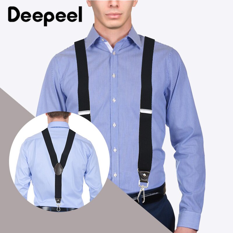 Deepeel 1pc 3.5 x 120cm unisex vuxen hängslen med 3 clips krok y typ wild sanp spännen hängsel kostym byxor justerbar rem