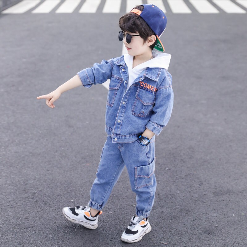 Conjunto de ropa de para niños, chaqueta vaquera + pantalones vaqueros, 2 piezas, 4, 5, 7, 9, 11 y 13 años, primavera