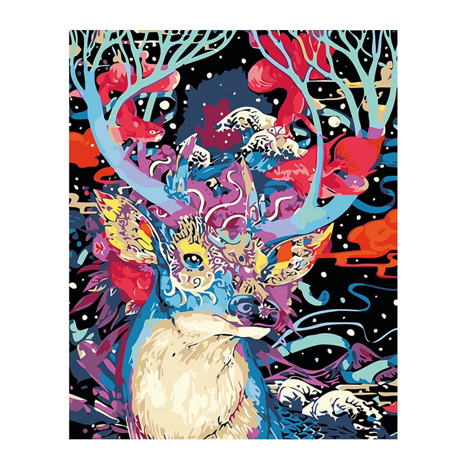 DIY Digital Oil Painting Kit Frameless Paint by Numbers Canvas for Adults Kids Beginners Home Rooms Office Decoration 40x50cm: Deer