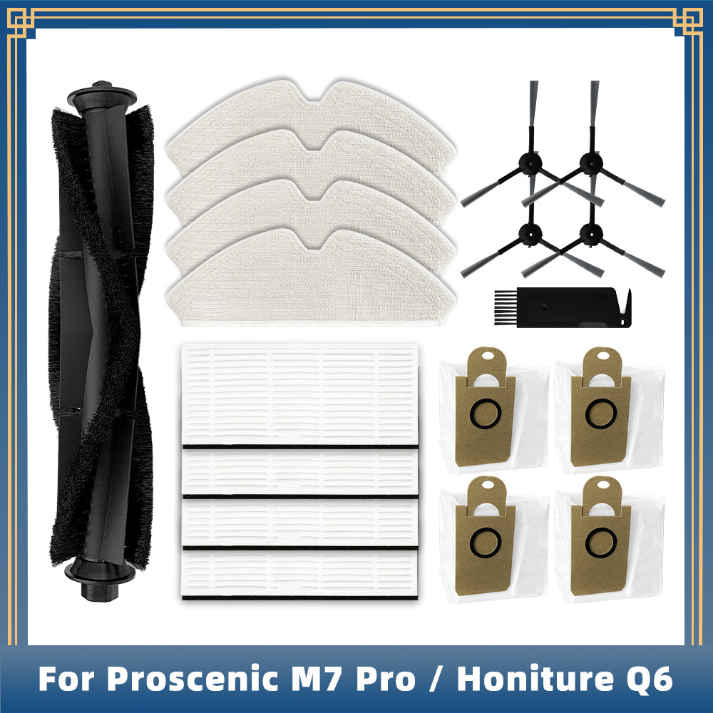 Kompatybilny z Proscenic M7 Pro / Honiture Q6 / Lenovo T1S Pro Części zamienne Akcesoria Główna szczotka boczna Filtr Hepa Mop Rag