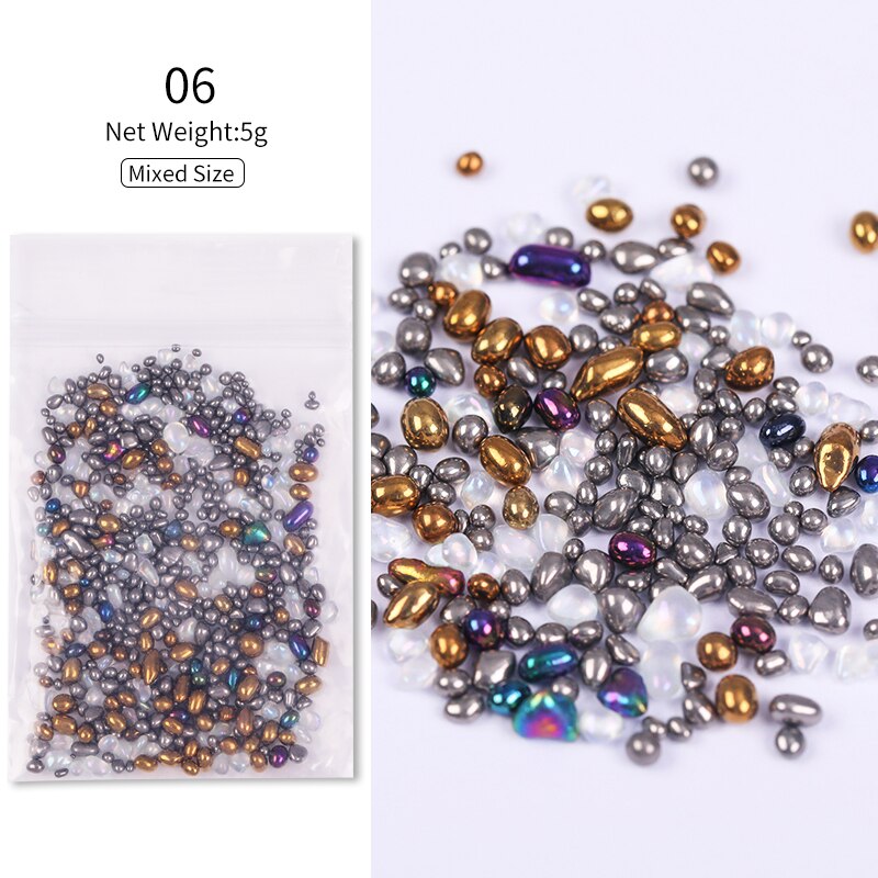 1 sac or Rose argent Nail Art minuscule 3D DesignMini acier Caviar perles multi-taille rondes boules bijoux manucure bricolage décoration: 06
