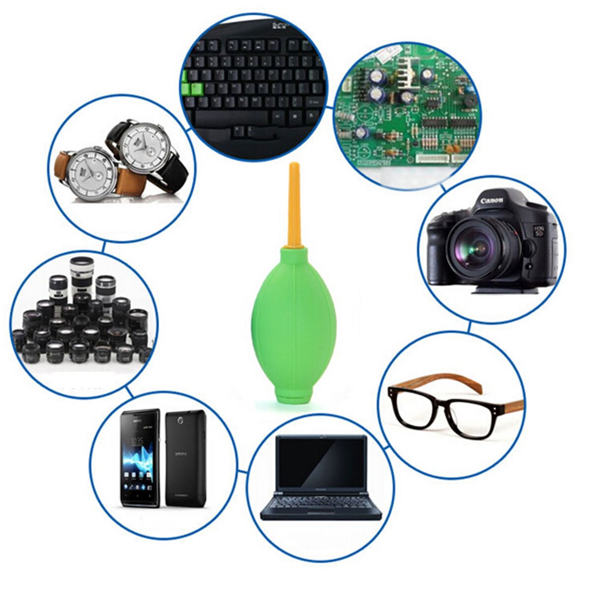 Outil universel de nettoyage de lentilles binoculaires CCD, appareil photo de clavier, nettoyeur de poussière, pompe de soufflage d'air en caoutchouc