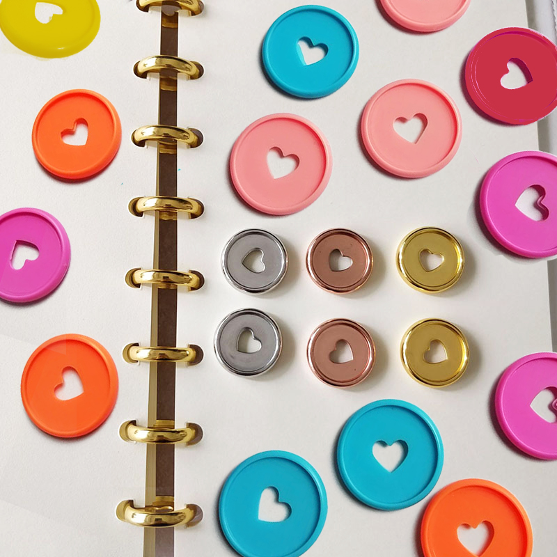 Bloc-notes avec trou en forme de champignon, 6 pièces, reliure à disque, boucle d'anneau, disque en plastique à feuilles mobiles, bouton de bobine pour Scrapbook