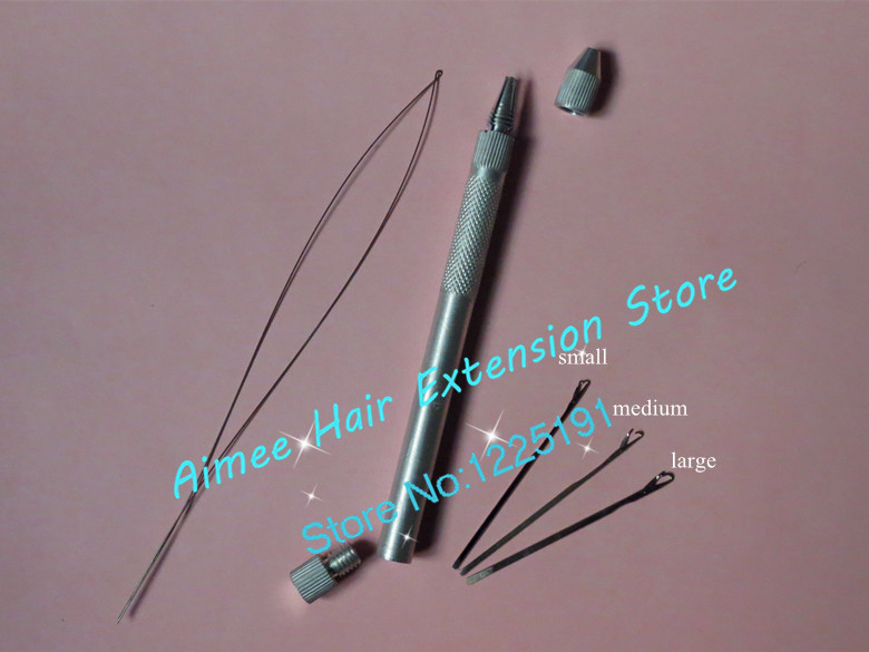 2PCS Metal Lace Wig Making Ventilation/Handle Pulling/Weaving Needles micro ring loop threader for hair extension tool