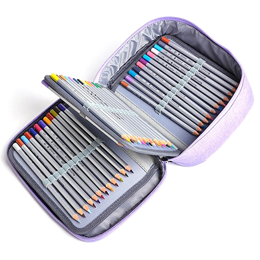 Large Capacity 72 Holes Zipper Pencil Case Zipper Closure Pen Bag Polyester Stationery Storage Pencil case School Office Supply