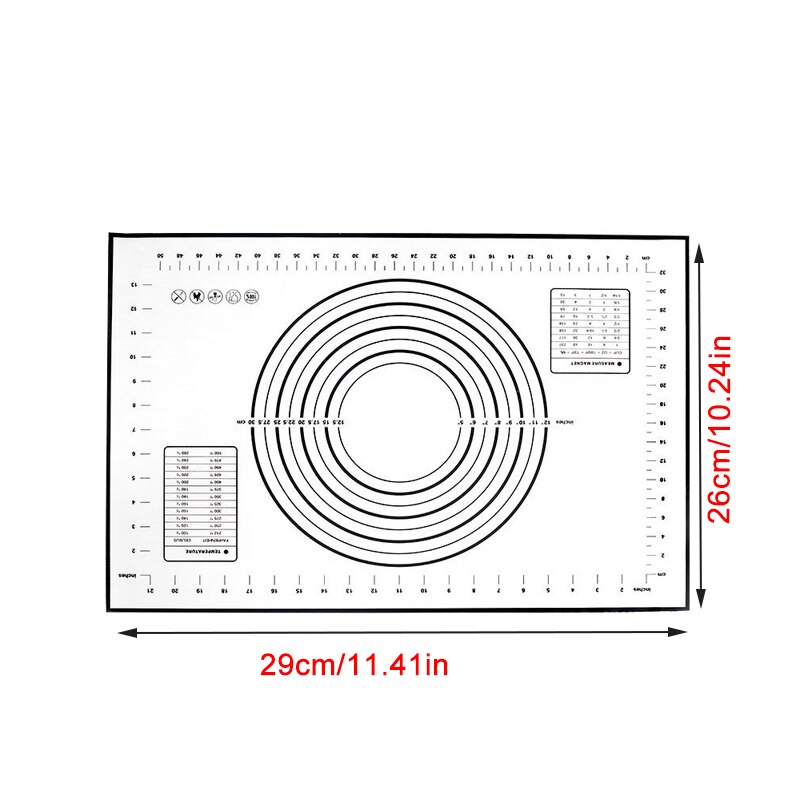 Siliconen Bakken Mat Gebak Rolling Keuken Kneden Deeg Mat Gereedschap Dikke Non-stick Rolling Matten Gebak Accessoires Vel Pads: black 29x26cm