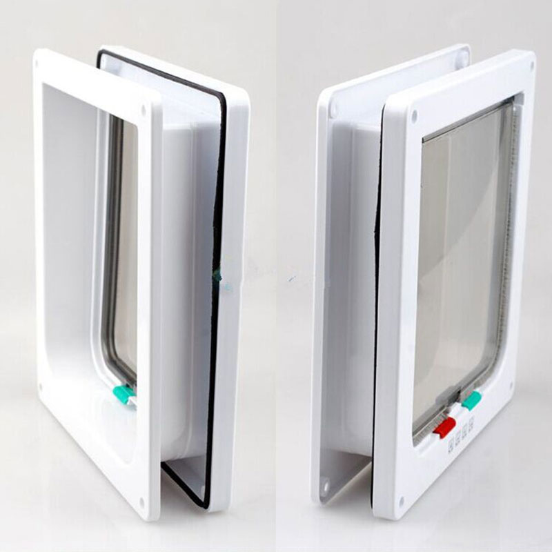 Grappige plastic 4 -weg afsluitbare katten- en hondenkluisklep voor huisdieren, huisdeur, dierenluik, honden- en kattenluik, veiligheidsproducten