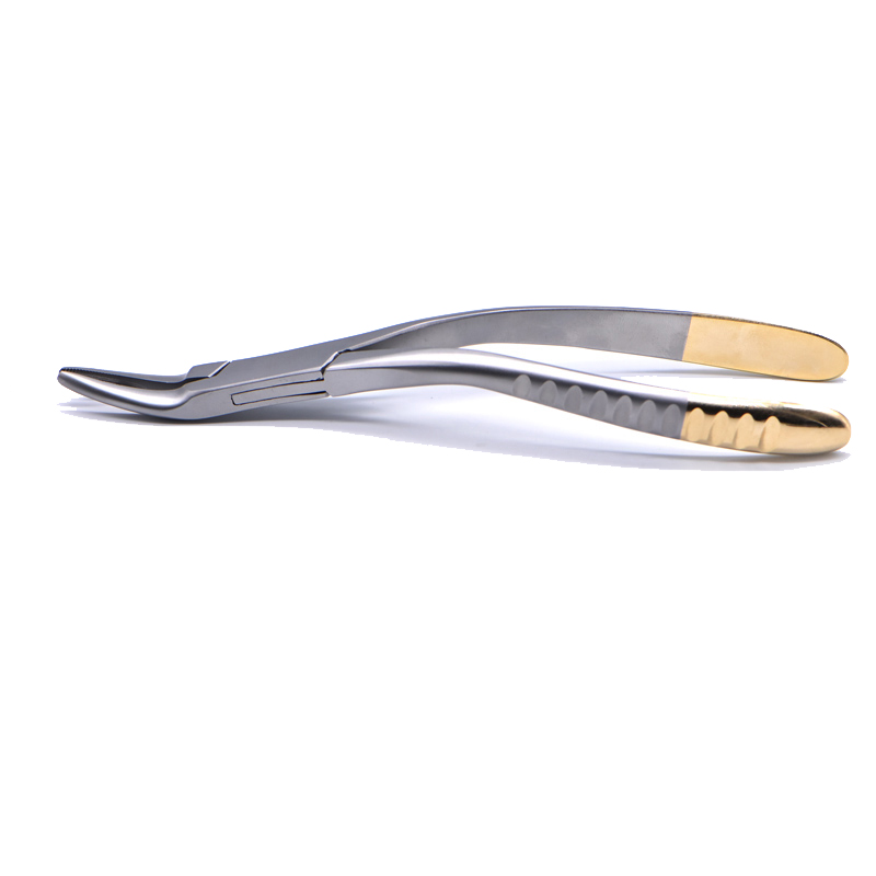 Pinzas de extracción de dientes para fragmentos de raíces de odontología, instrumento Dental curvo, herramienta mandibular maxilar: Rojo