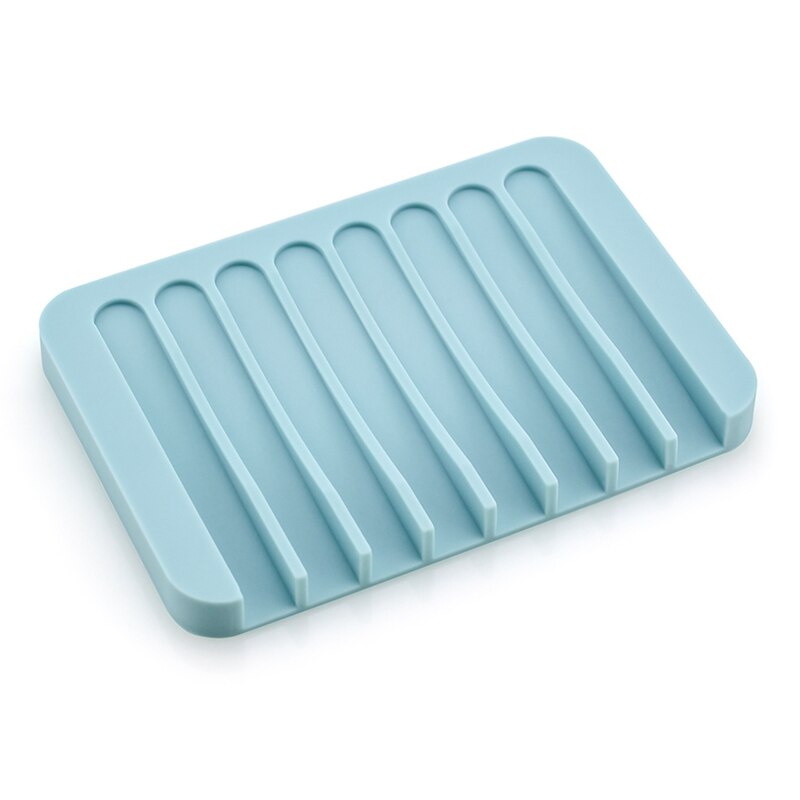 13 farver silikone fleksibel sæbeskål plade badeværelse sæbeholder sæbeboks: Lyseblå