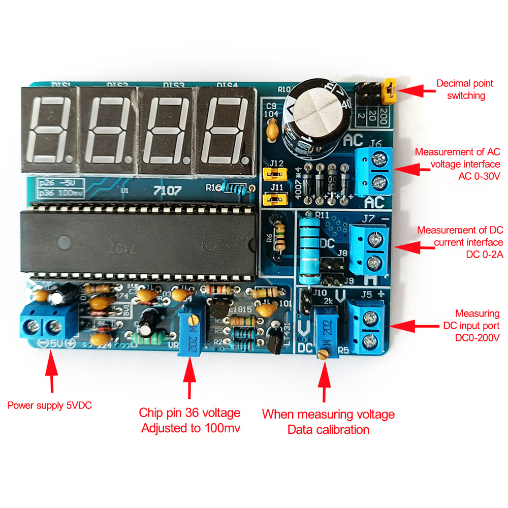Voltmeter DIY Bausatz Teile Spannungsmesser Elektronische Produktionssuite DIY Bausatz für Studenten Elektronische Übungen