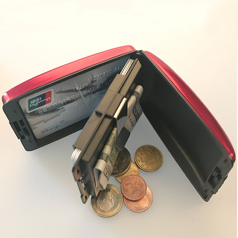 RFID Blocking Aluminum Coin Purse Wallet Credit Card Holder Security Metal Wallet Case Business Bank Card Protector Men Women
