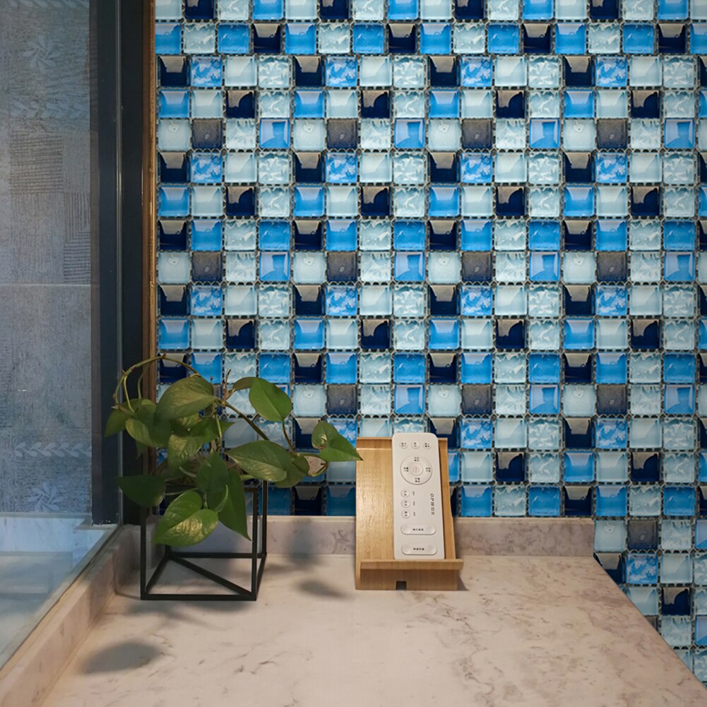 Selvklæbende backsplash 10 stk / sæt mosaik 3d vægfliser klistermærker vandtæt selvklæbende gulvoverføringsbilleder diy væg klistermærke
