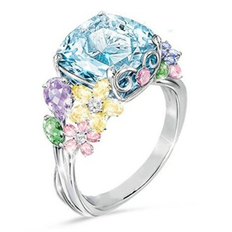 Shiny luxury Animal Ring of Muti-color Flower CZ Ring Zircon Crystal Wedding Rings For Women Girl Party Anel bijoux