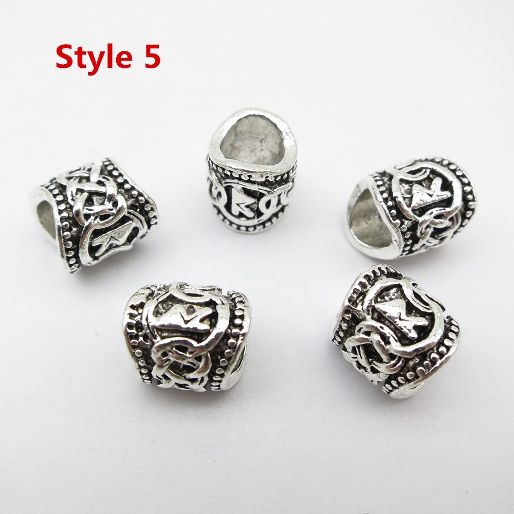24Pcs/5Pcs Viking Rune Haar Vlecht Dread Dreadlock Baard Kralen Ringen Buizen Voor Mannen Vrouwen Haar Accessoires: 5pcs Style 5