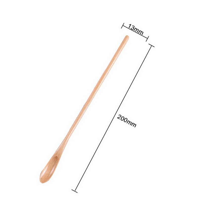 Punho longo colher de madeira natural colheres de chá de café de madeira alongamento mexendo colher 20x1.7cm cozinhar catering colher cozinhar ferramentas: B1