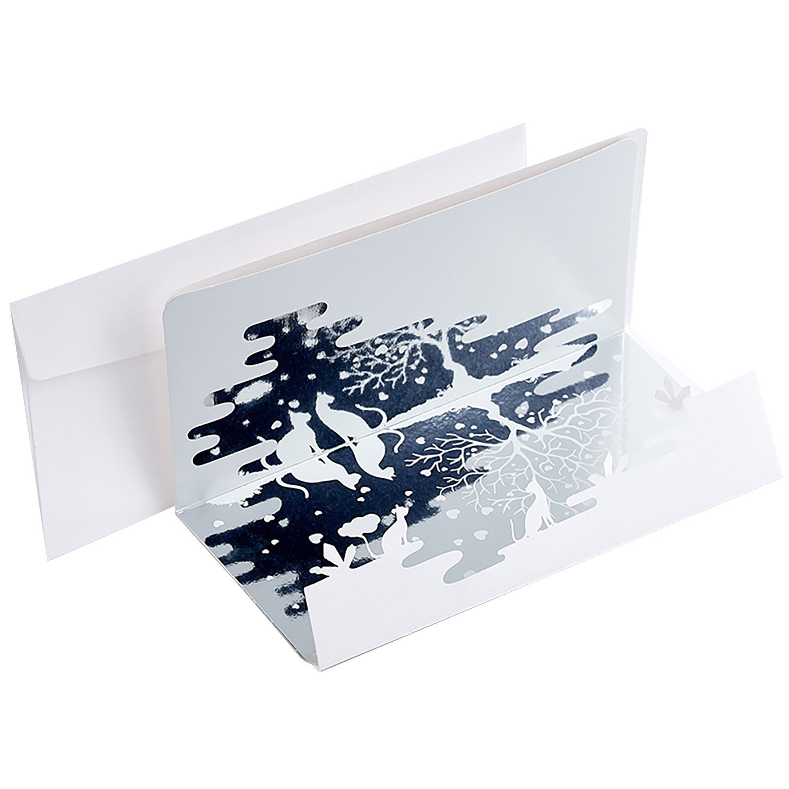 Mirror Greeting Card Double-layer Stereo Card Literary Hollow Greeting Card Daily Life Kitchen Gadget Sets For Home Party: A2PC