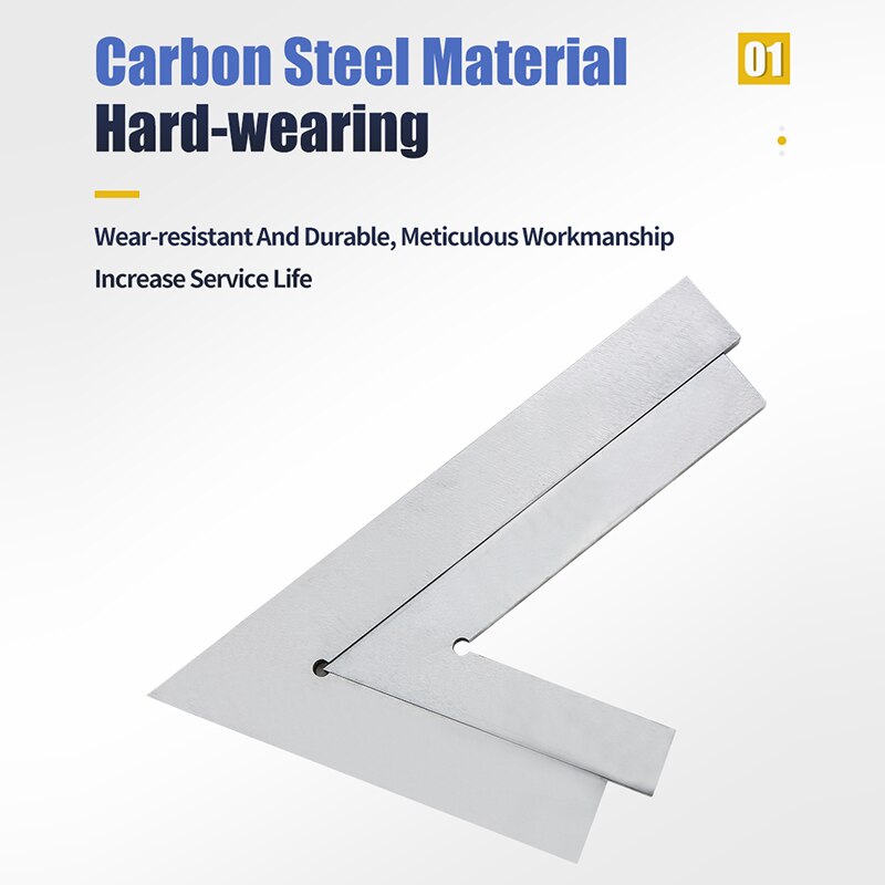 60 Graden Hoek Platte Rand Vierkante Hoek Heerser Metalen Vierkante Heerser Rand Staal Meten Tool Carpenter Vierkante Markering Heerser Gereedschappen