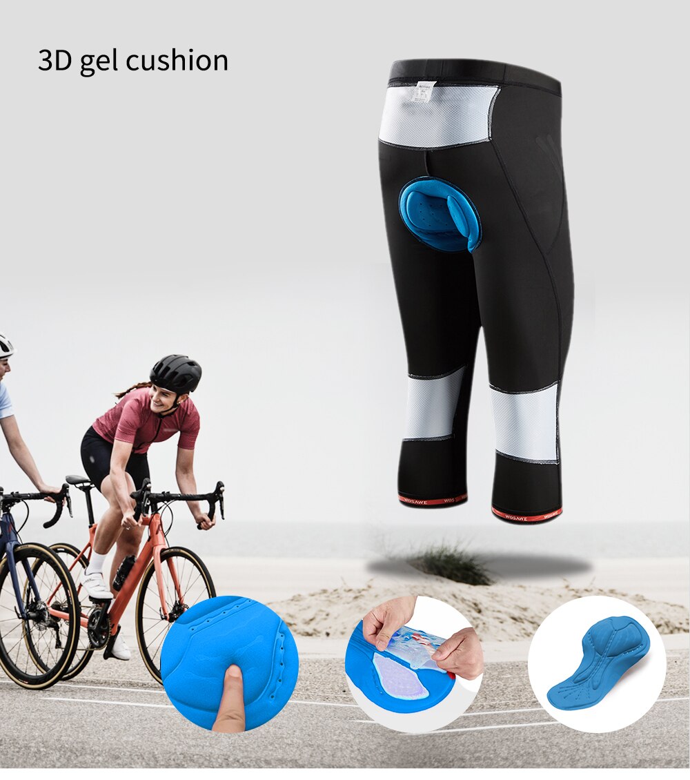 Cykelbukser til mænd elastiske cykeltights gelpude stødsikker læglange cykelshorts mtb cykelbukser