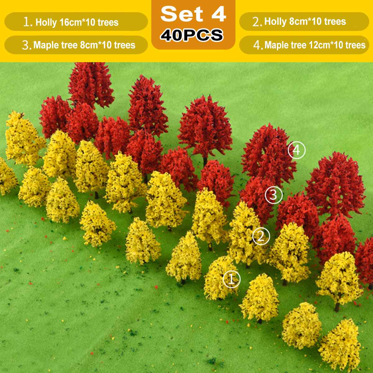 40pcs DIY Handmade Plastic Miniature Model Trees For Building Garden Railroad Layout Scenery Landscape Accessories Toys for Kids: Set 4