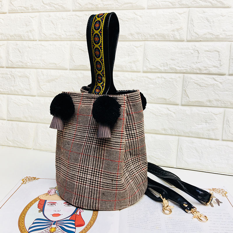 WOONAM – sac à main en Tweed multicolore pour femmes, Mini sac seau à la , pur fait à la main, WB477