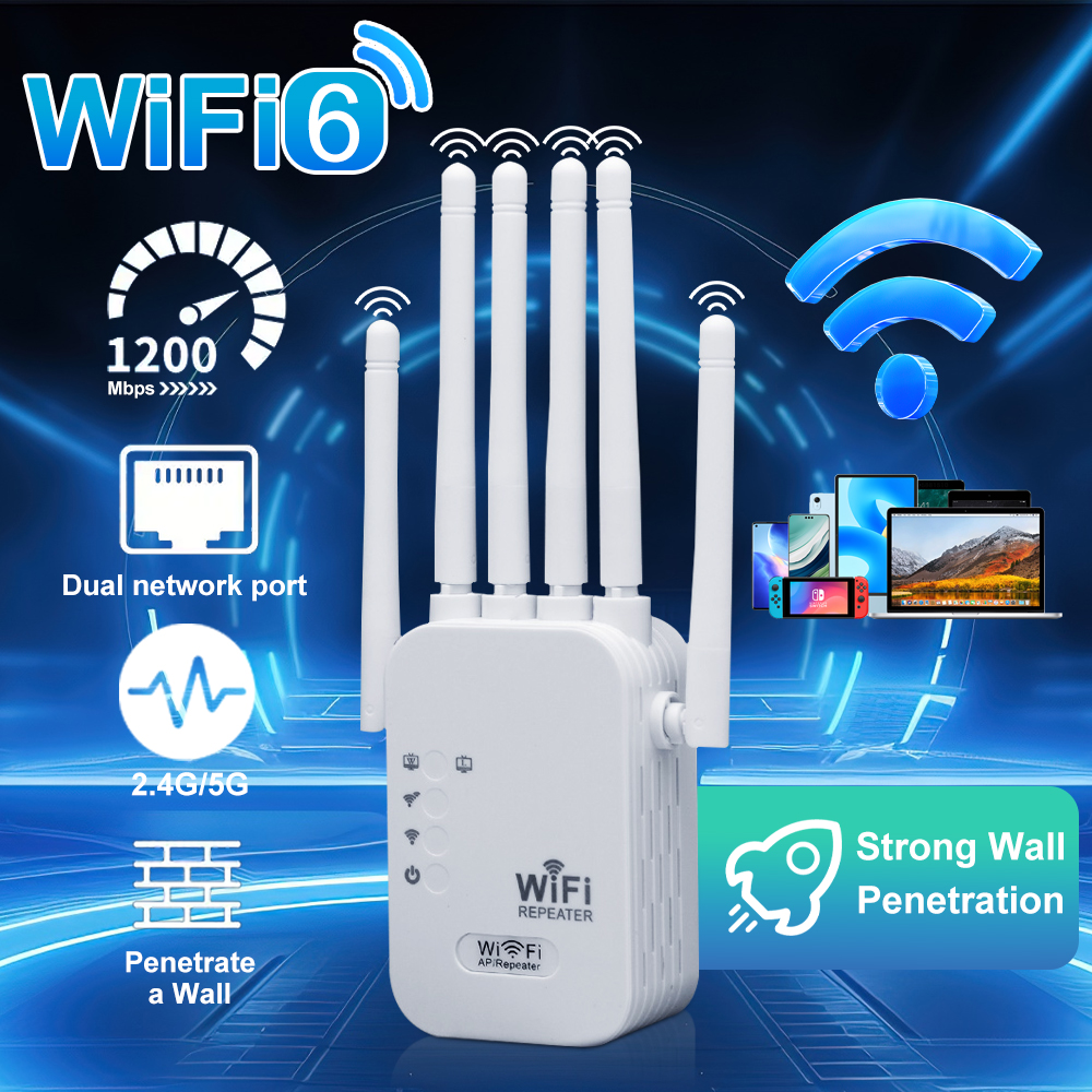 Dwuzakresowy wzmacniacz sygnału WiFi 1200 mb/s bezprzewodowy wzmacniacz sygnału Extender 2.4 GHz/5 GHz wzmacniacz sieci domowej i małego biura