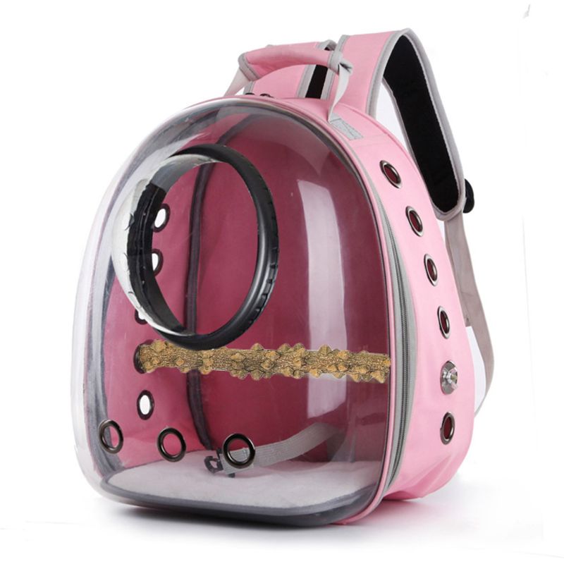 Astronaut Space Capsule Pet Parrot Carrier Birds Breathable Car Bike Window Bubble Travel Carry Bag Transparent Backpack: pink