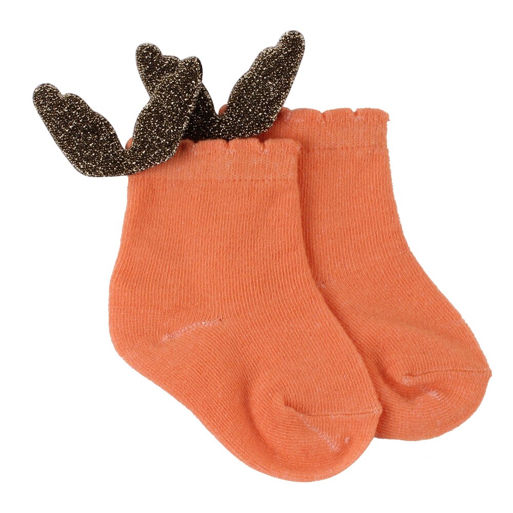 Meias infantis com asas de anjo para meninas, meias de malha listradas, criativas suprimentos: Orange / S
