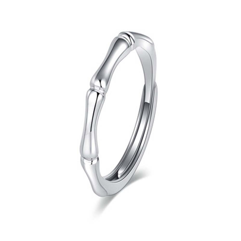 1 Stuk Bamboe Vorm Koper Goud Zilver Kleur Vinger Ring Voor Mannen Vrouwen Wedding Party Opening Minnaar Ring: Silver women