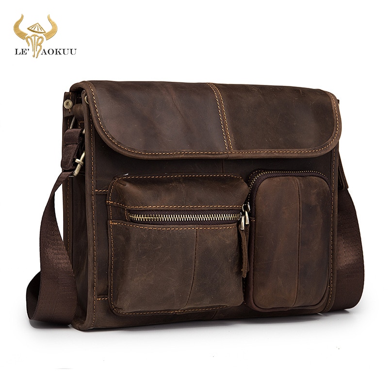 Mode Echt Leer Mannelijke Toevallige Messenger Bag Satchel 11 "Pad Crossbody Schoudertas School Book Bag Voor mannen 202-d