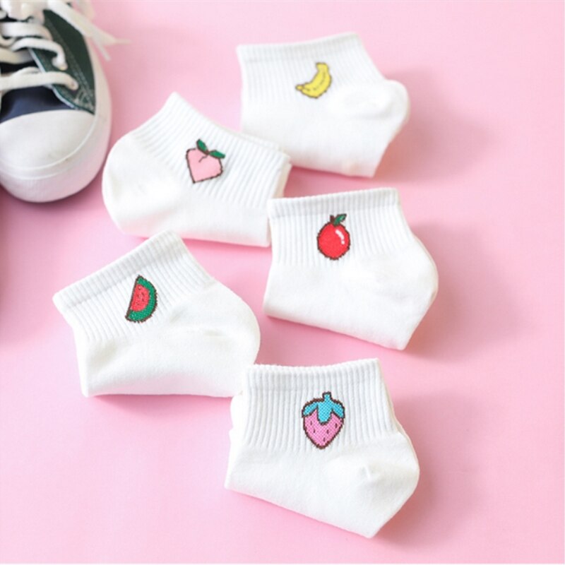 1 Pair Cartoon Cute Women Short Socks Spring Summer Autumn Cotton Fruit Comfortable Socks